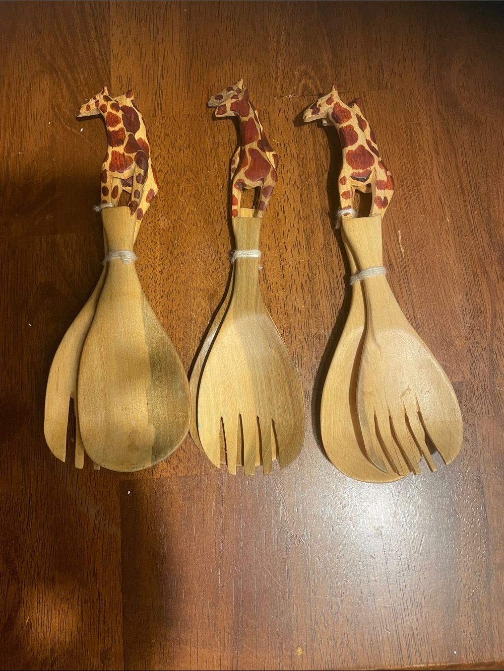 Handcrafted Wooden Giraffe utensils